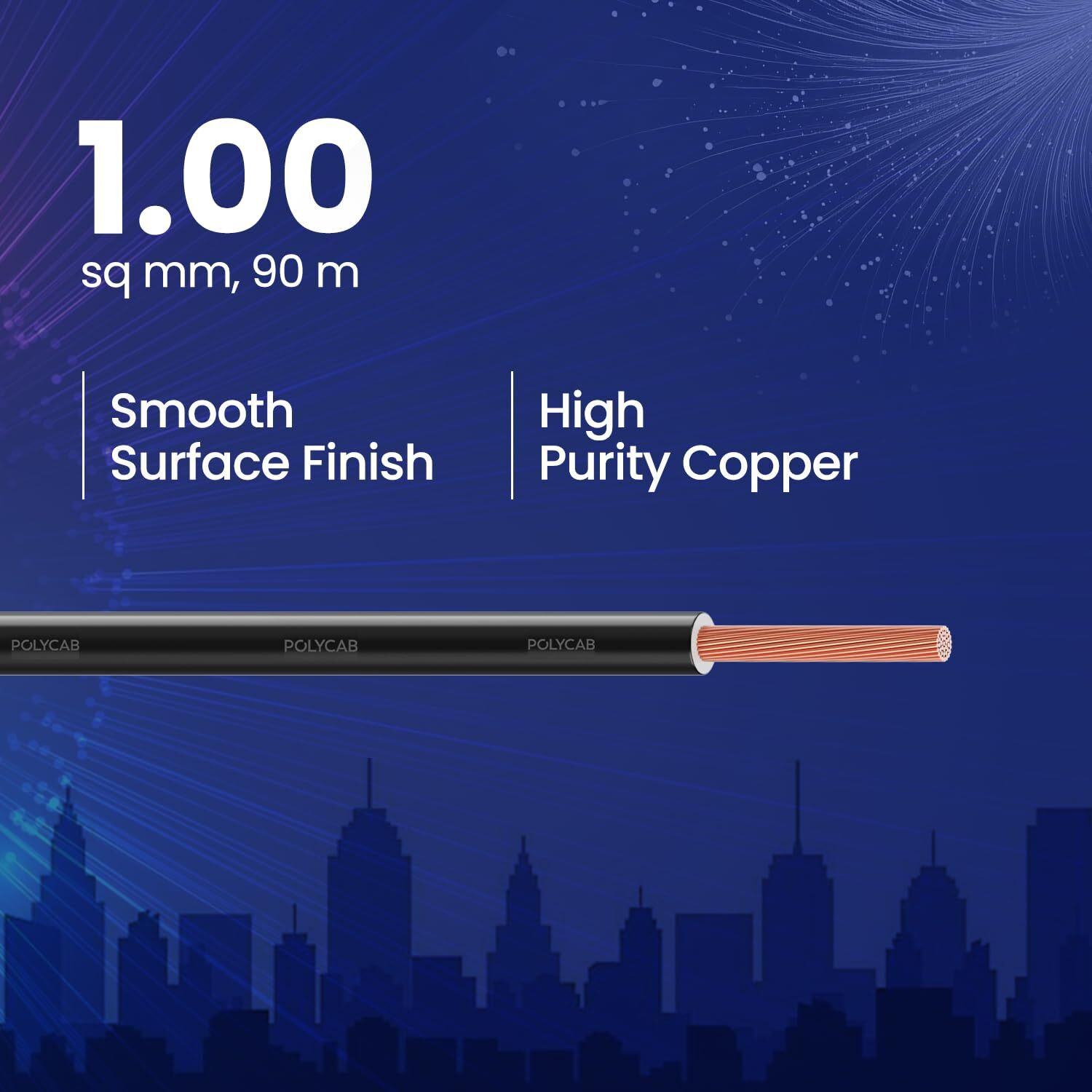 Image of Polycab SUPREMA FR 1 sq /mm Black 90 m Wire