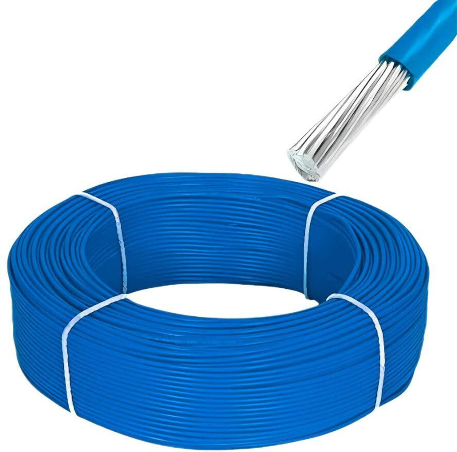 Image of DRUMSTONE High-Quality 90 Meters 16 mm Aluminium Wire - Durable 16 sq /mm Blue 90 m Wire