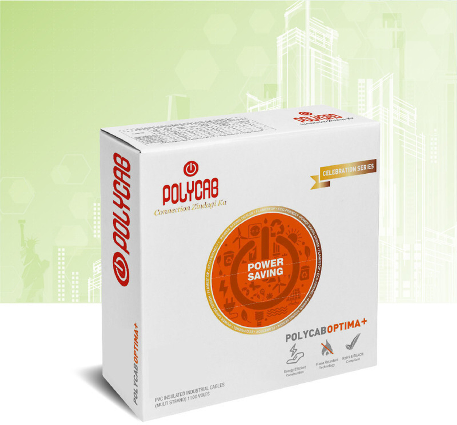 Image of Polycab PVC 0.75 sq /mm Green 90 m Wire