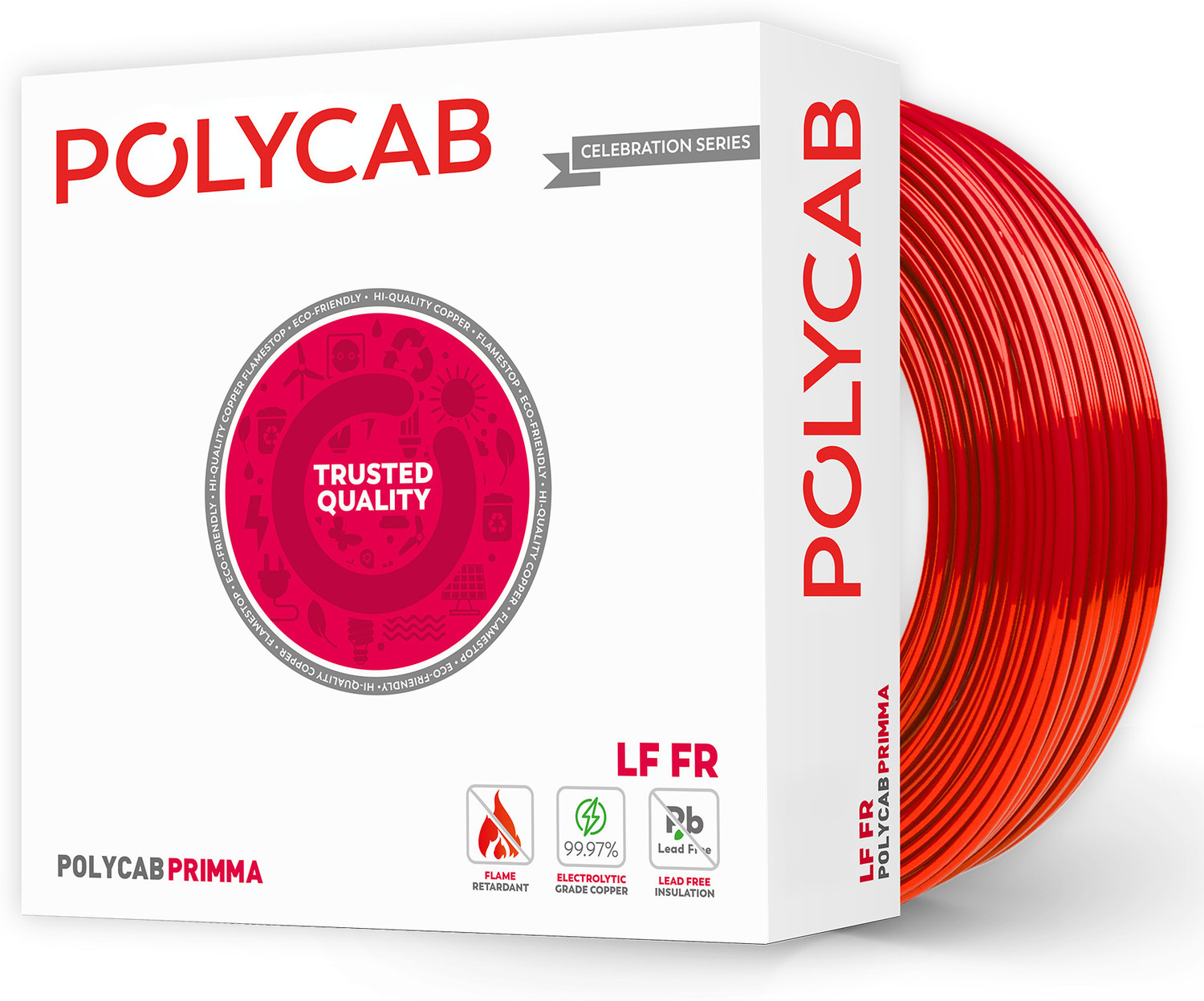 Image of Polycab Primma 1 sq /mm Red 90 m Wire (Red)