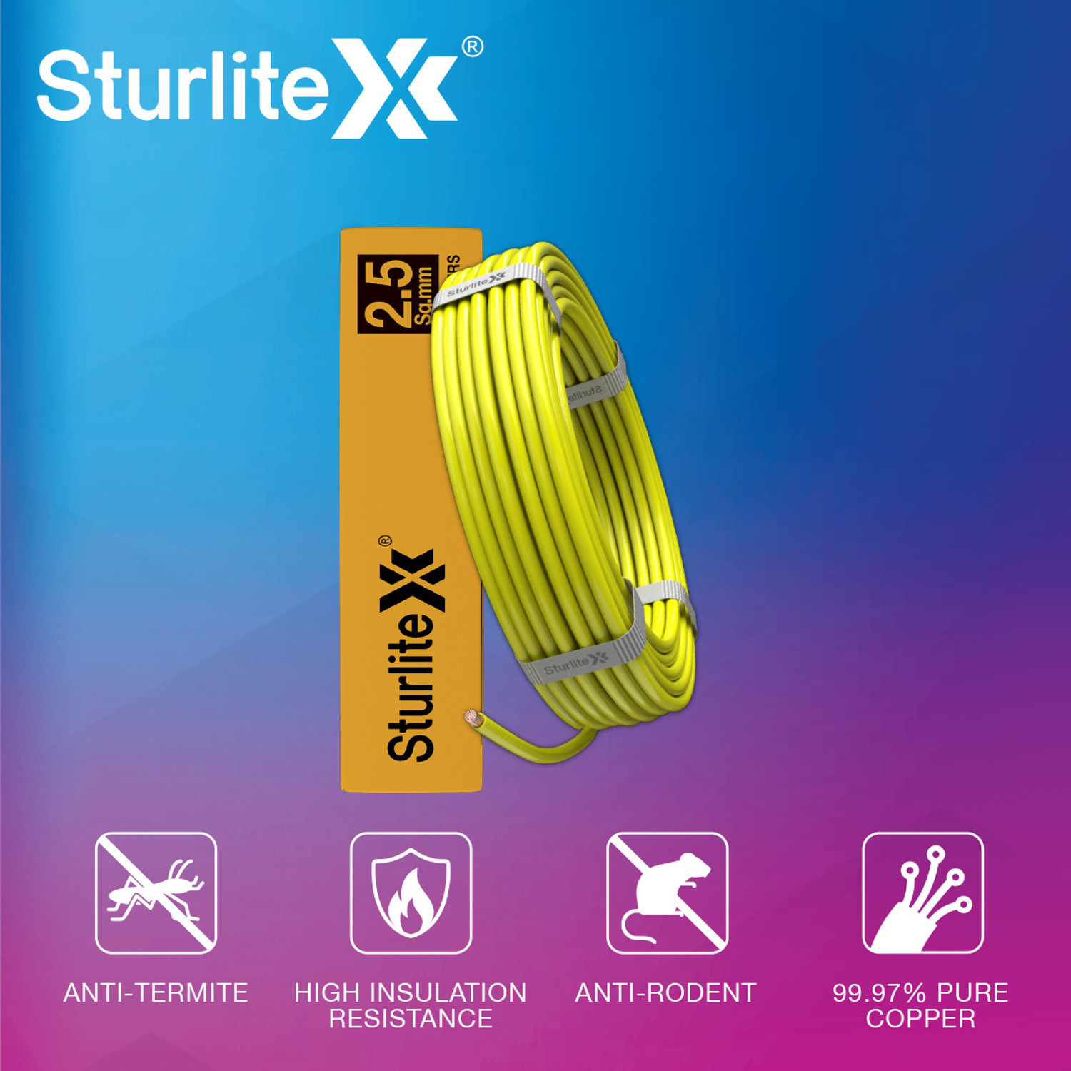 Image of Sturlite PVC 2.5 sq /mm Yellow 90 m Wire