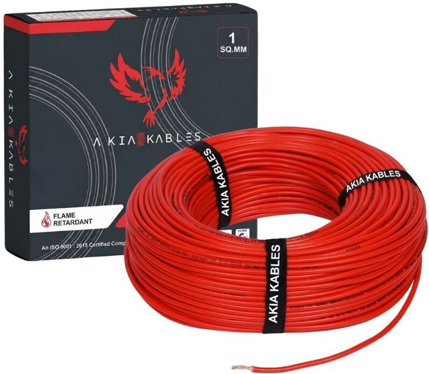 Image of AKIA KABLES 1 SQ MM 45M PVC Insulated CCA Copper Wire, Single Core Industrial Wiring Cable 1 sq /mm Red 45 m Wire