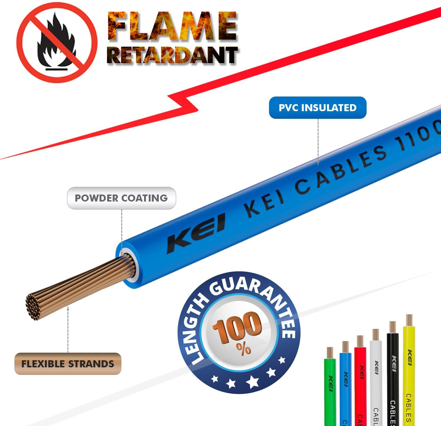 Image of KEI homecab, 99.97% Pure Copper Conductor FR PVC Insulated 2.5 sq /mm Blue 180 m Wire