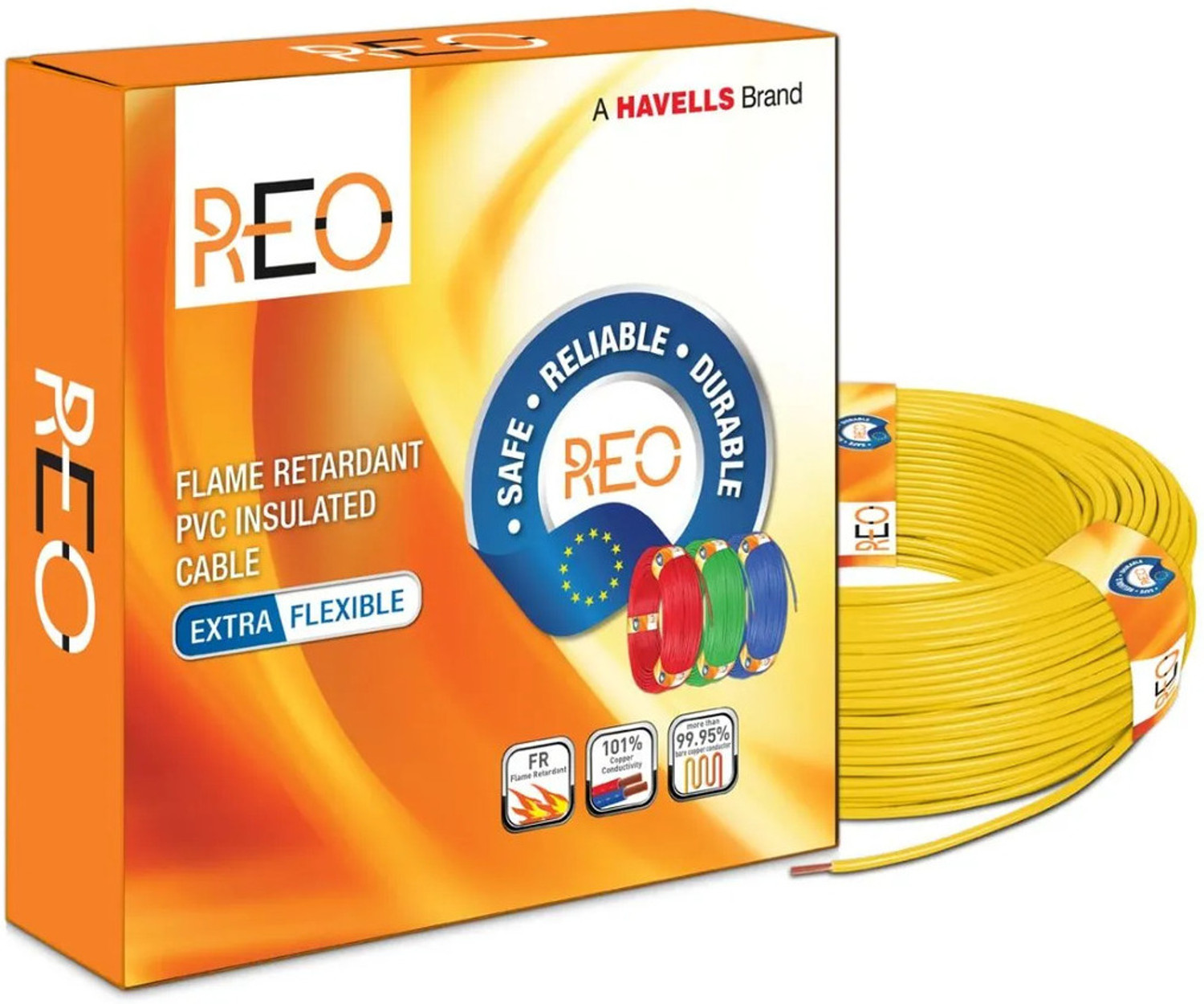 Image of HAVELLS Reo FR PVC 2.5 sq /mm Yellow 90 m Wire
