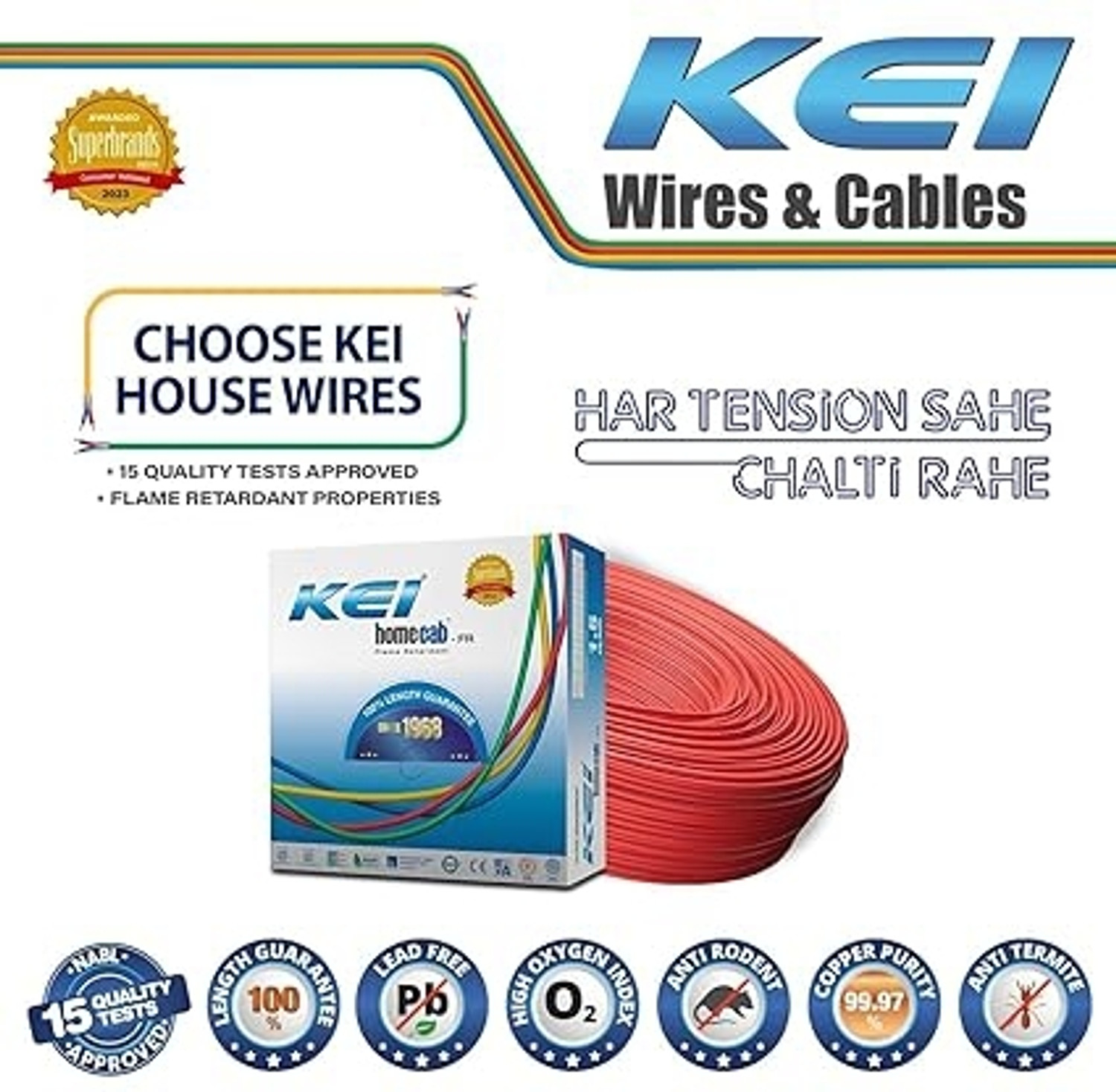 Image of KEI FR PVC 1 sq /mm Red 90 m Wire