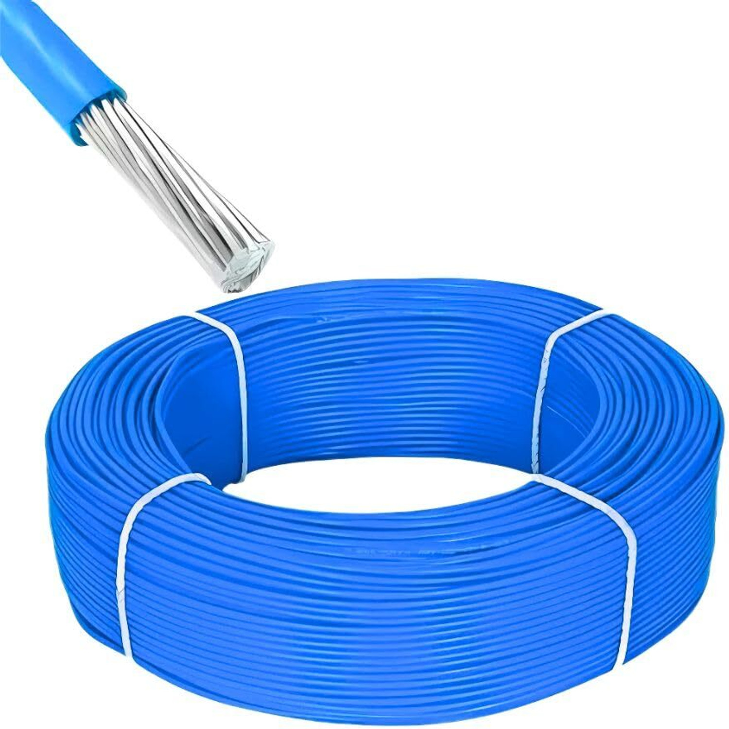 Image of DRUMSTONE High-Quality 90 Meters 16 mm Aluminium Wire - Durable 16 sq /mm Blue 90 m Wire