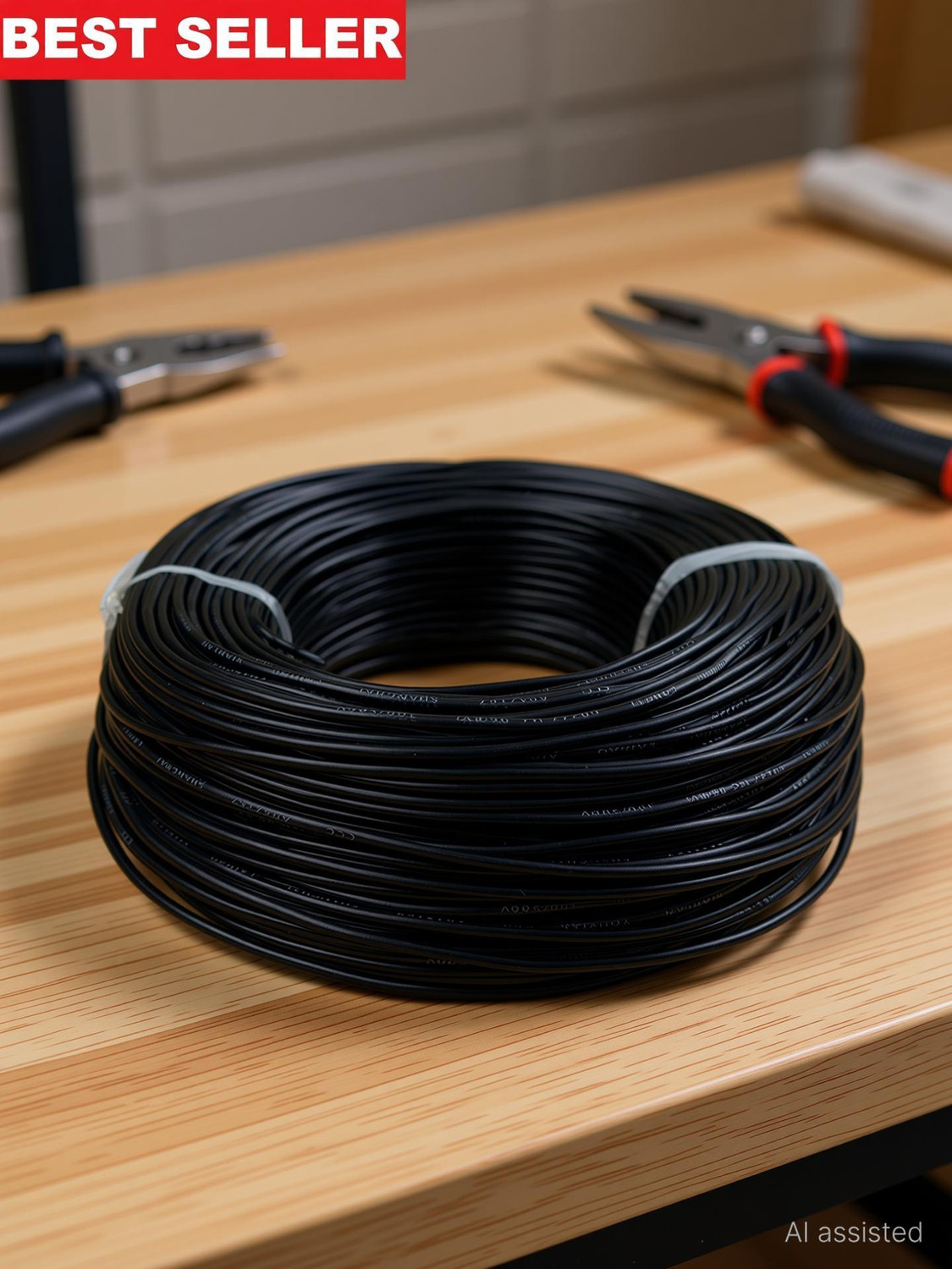 Image of GrahLogy 1mm copper wire Unheated, PVC Insulated, Single Core Flexible 1 sq /mm Black 90 m Wire