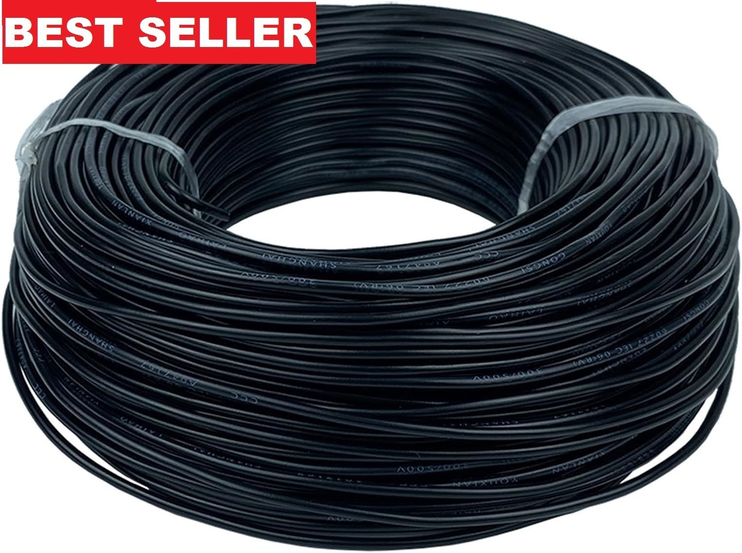 Image of GrahLogy 1mm copper wire Unheated, PVC Insulated, Single Core Flexible 1 sq /mm Black 90 m Wire