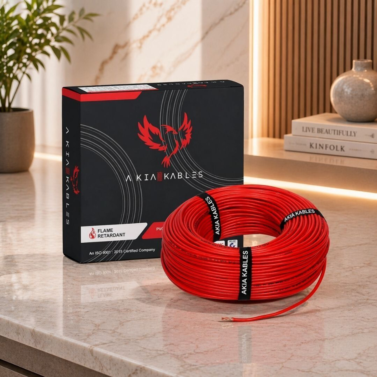 Image of AKIA KABLES AKIA KABLES COPPER 2.5 sqmm| 90 MTR |FR PVC |Multi Strand | Electrical Wire 2.5 sq /mm Red 90 m Wire