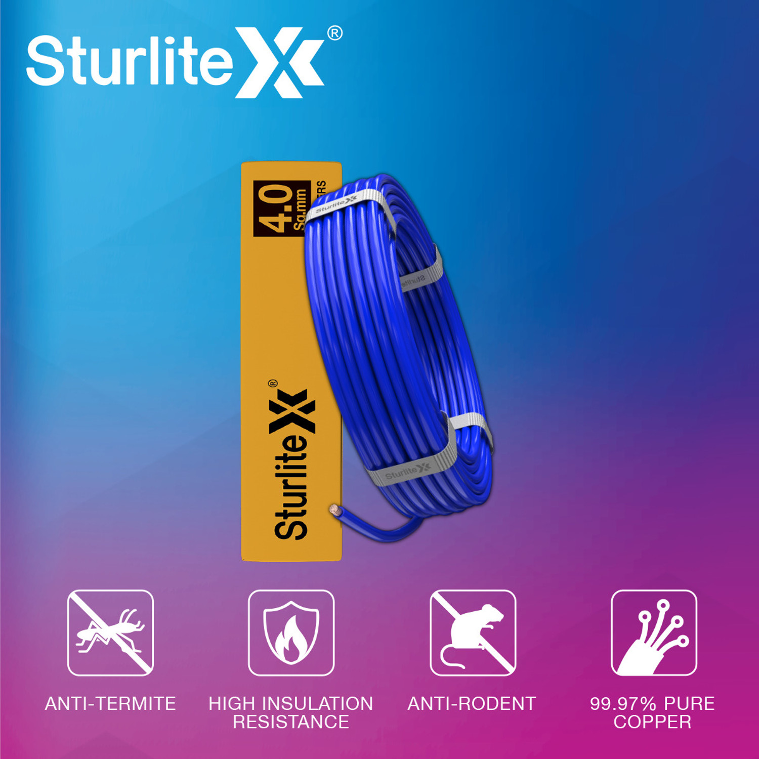 Image of Sturlite PVC 4 sq /mm Blue 45 m Wire