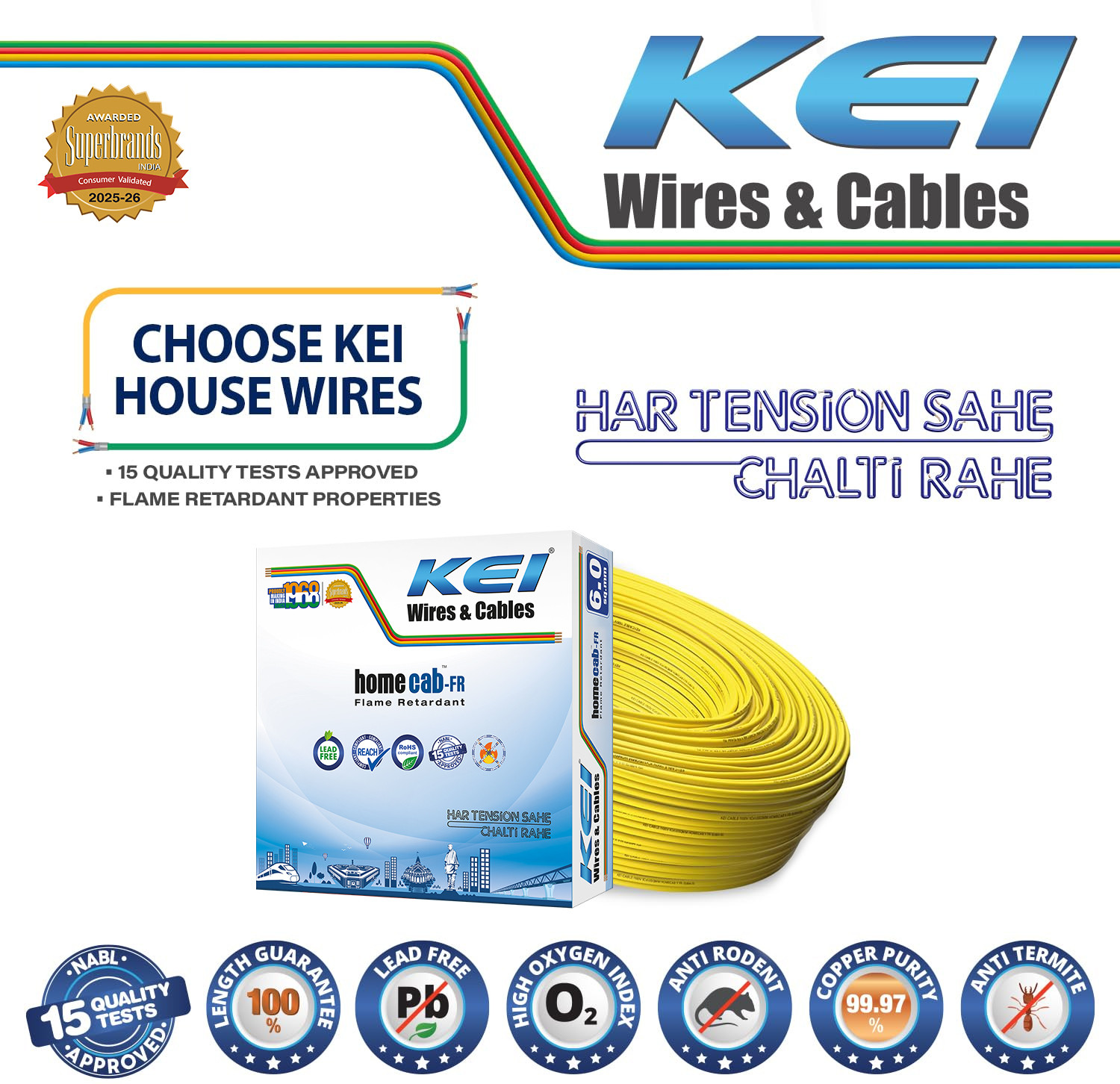 Image of KEI FR PVC 6 sq /mm Yellow 90 m Wire