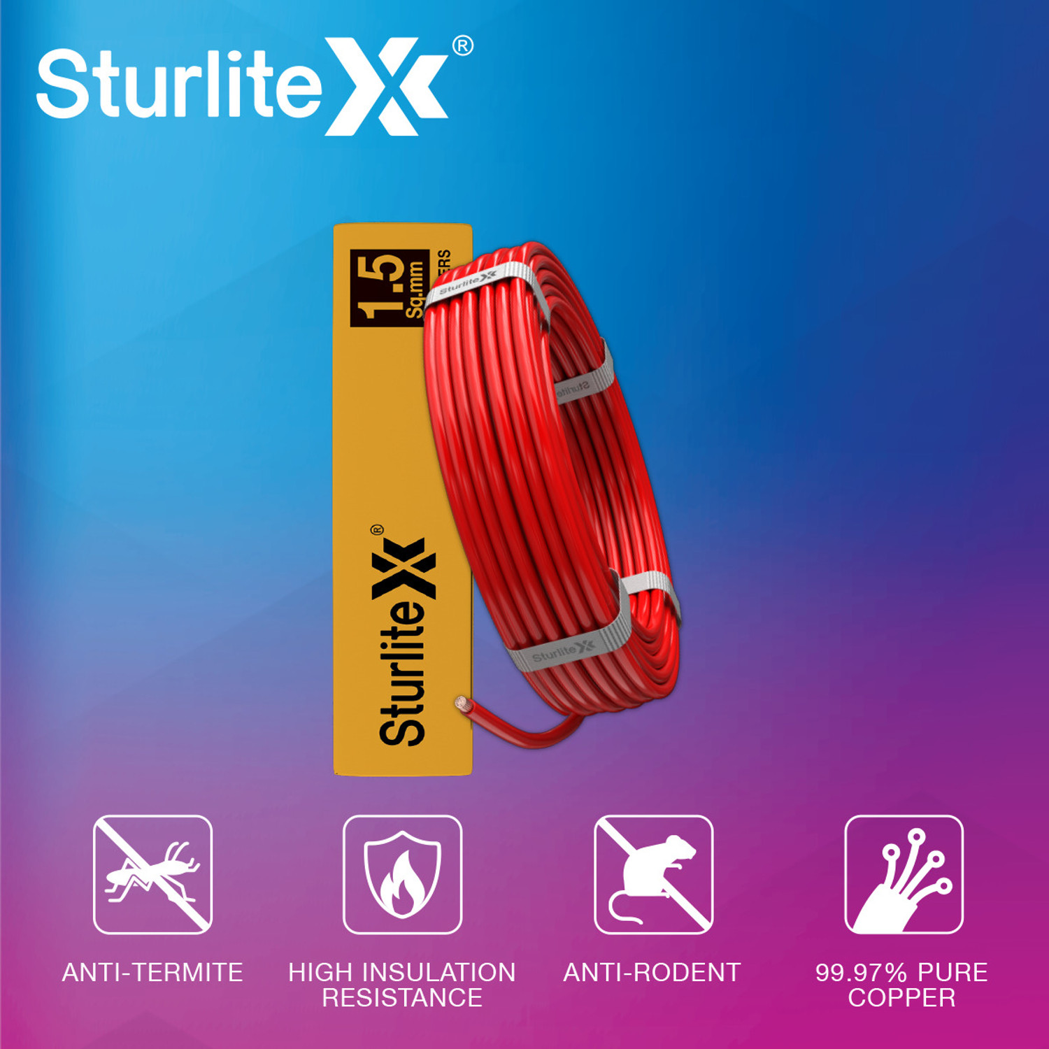 Image of Sturlite PVC 1.5 sq /mm Red 45 m Wire