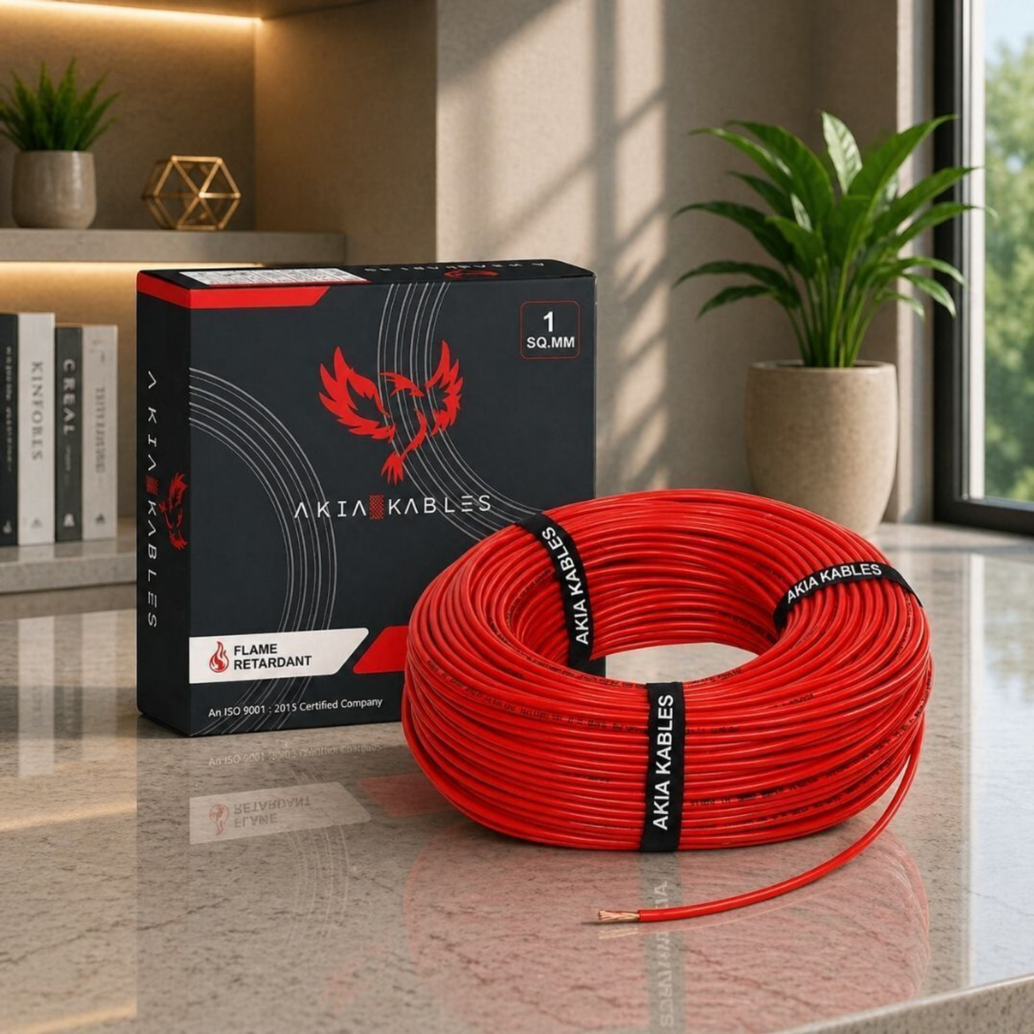 Image of AKIA KABLES 1 SQ MM 45M PVC Insulated CCA Copper Wire, Single Core Industrial Wiring Cable 1 sq /mm Red 45 m Wire