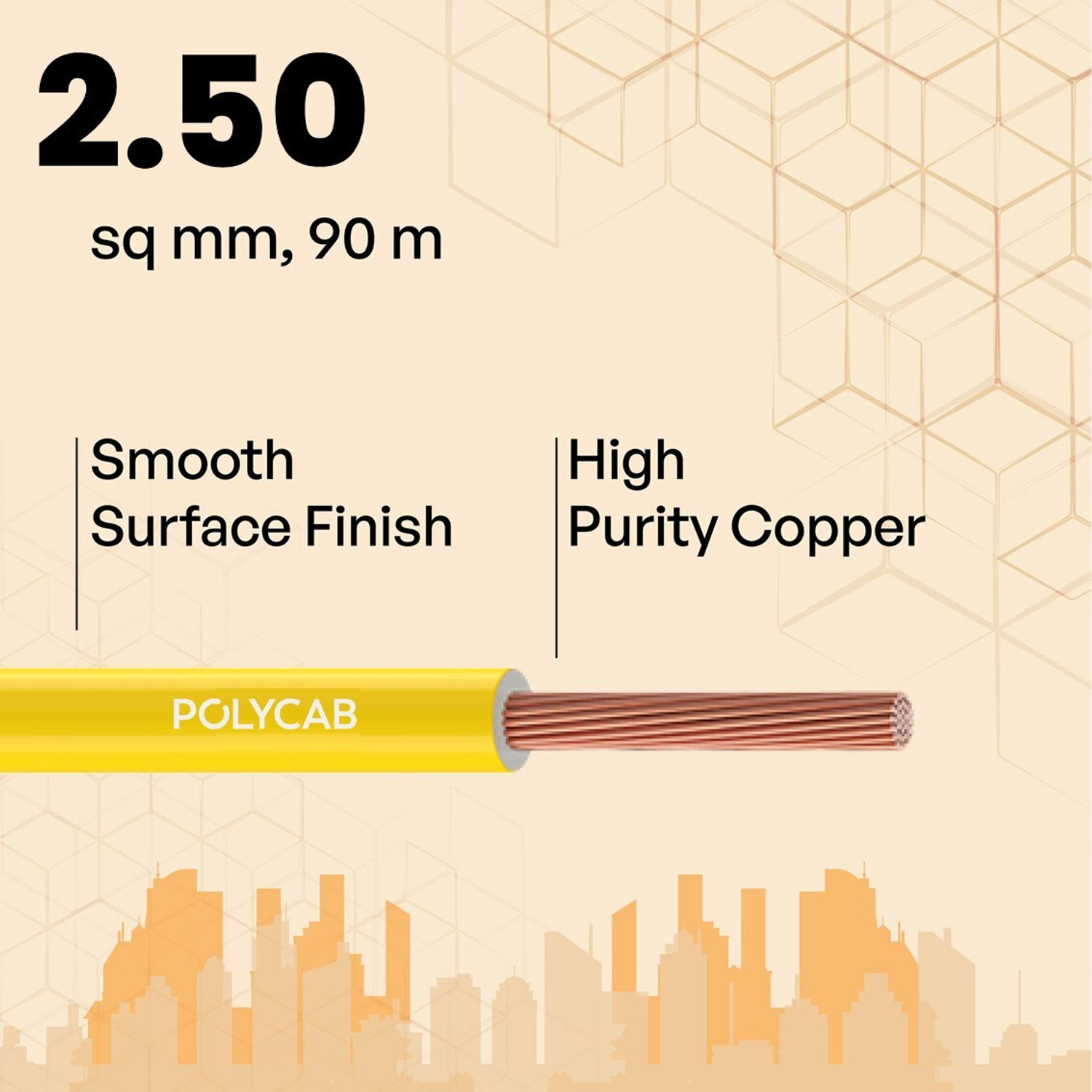 Image of Polycab Maxima Plus 2.5 sq /mm Yellow 90 m Wire