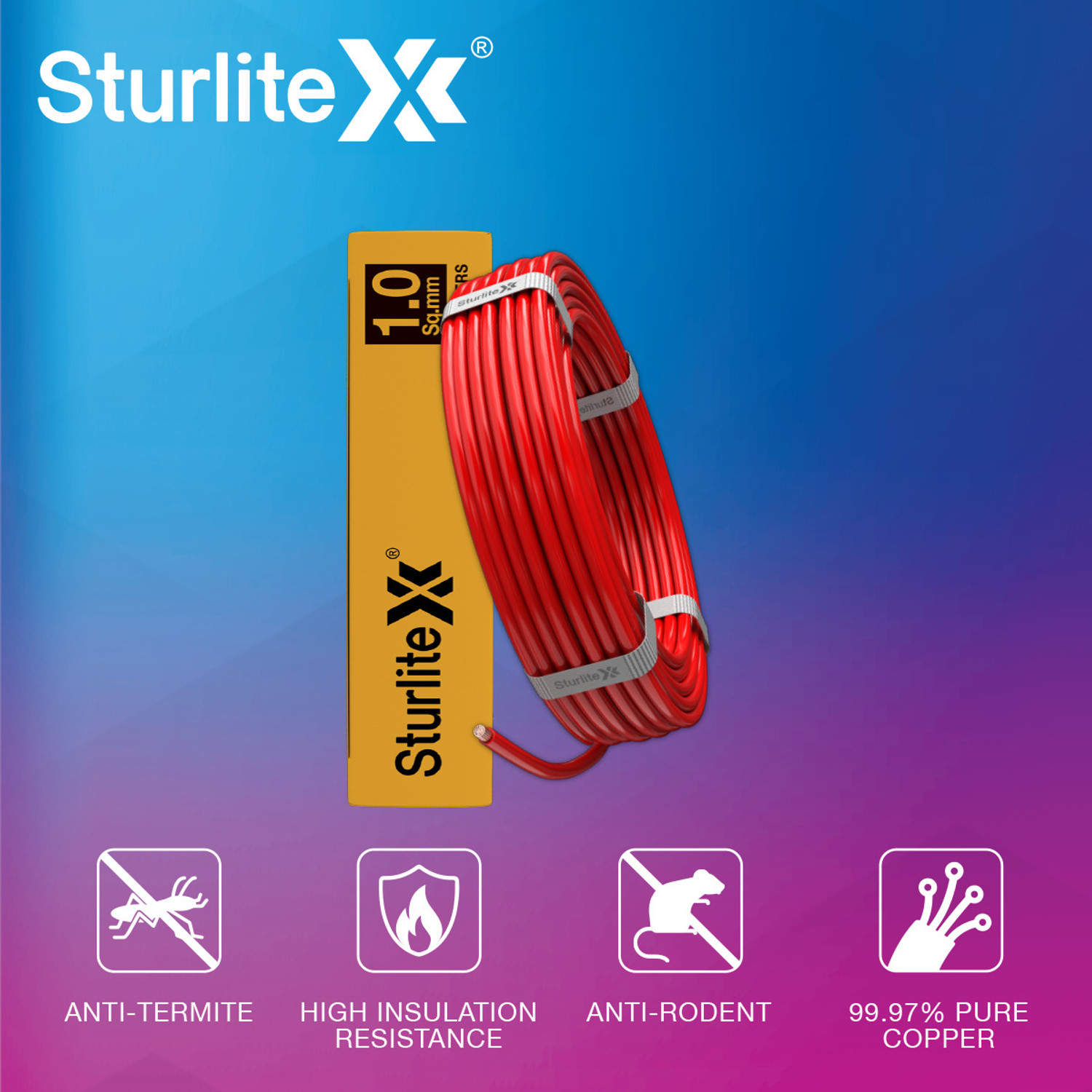 Image of Sturlite PVC 1 sq /mm Red 45 m Wire
