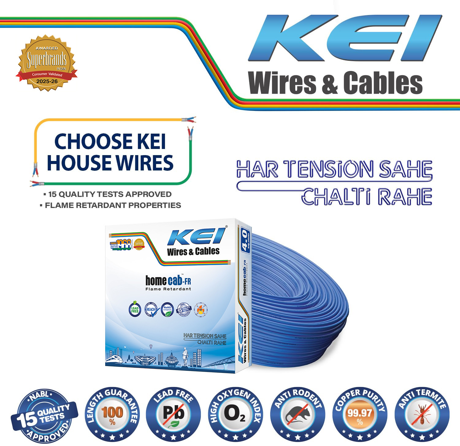 Image of KEI FR PVC 4 sq /mm Blue 90 m Wire