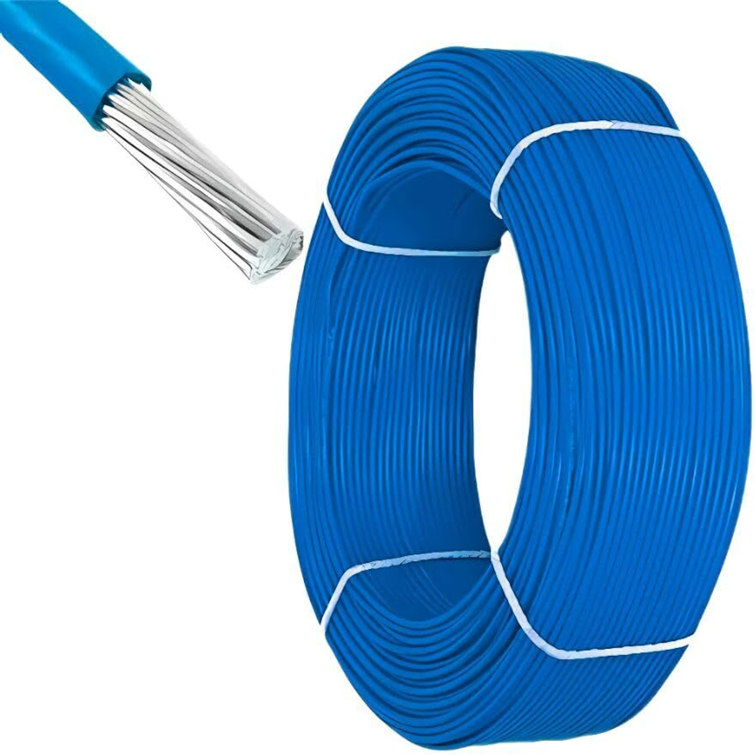 Image of DRUMSTONE High-Quality 90 Meters 16 mm Aluminium Wire - Durable 16 sq /mm Blue 90 m Wire