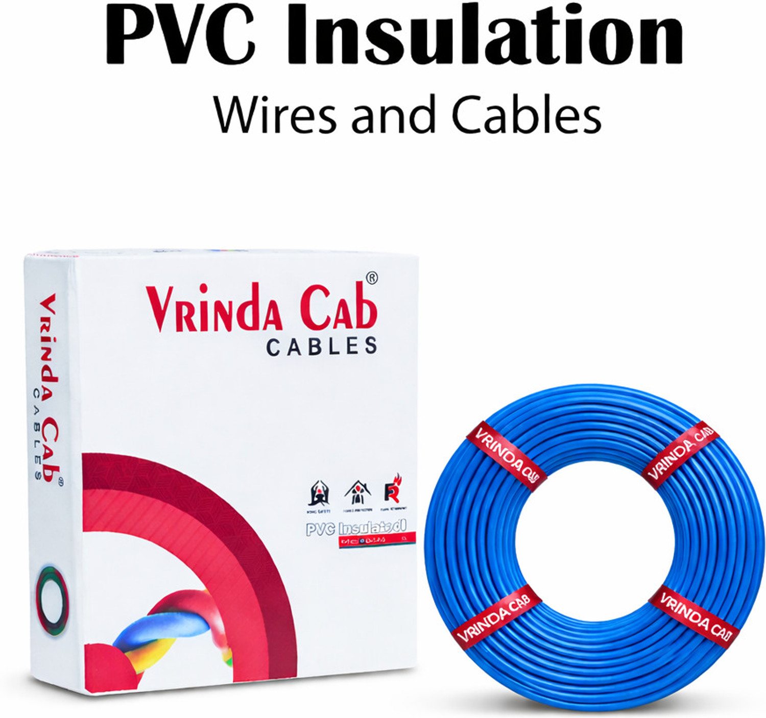 Image of VrindaCab Multi Strand House Wiring Cable | FR PVC Insulated CCA Copper Wire 1 sq /mm Blue 90 m Wire