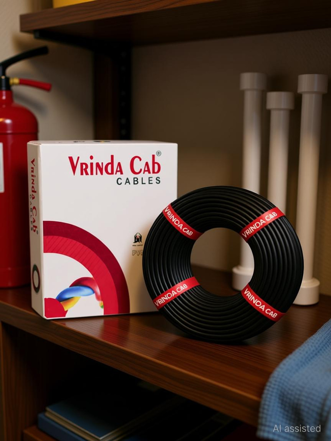 Image of VrindaCab CCA Cable | Durable Insulated Wire for Home & Commercial Wiring 2.5 sq /mm Black 90 m Wire
