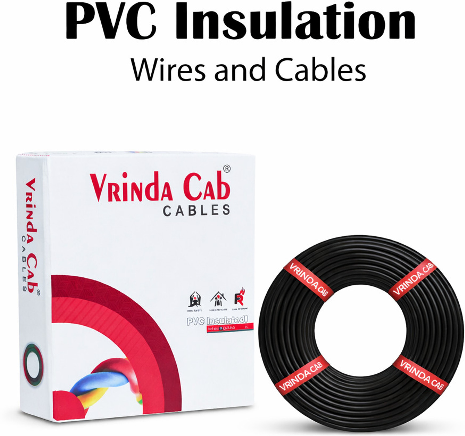 Image of VrindaCab CCA Cable | Durable Insulated Wire for Home & Commercial Wiring 2.5 sq /mm Black 90 m Wire