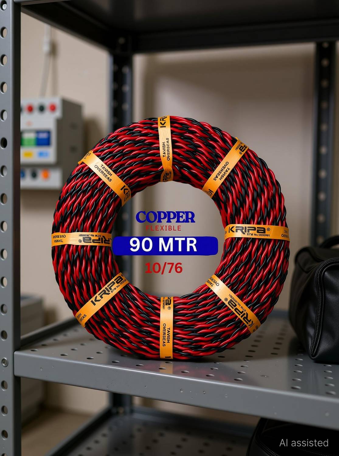 CabONE 10/76 PVC Flexible Twisted Copper Wire 2 Core Electric electrical Cable|90 MTR 0.25 sq/mm Red, Black 91 m Wire