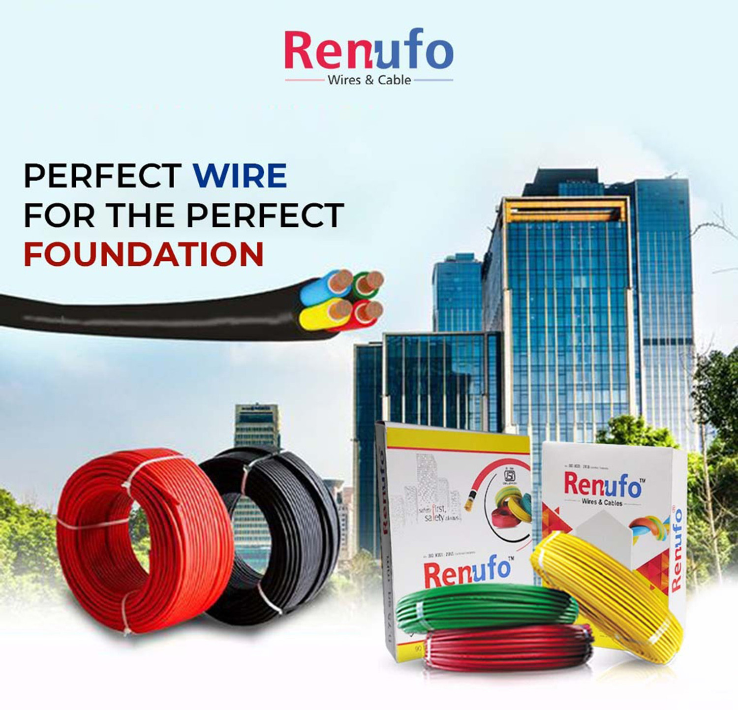 Image of Renufo Single Core PVC Insulated Eco-Friendly Flexible Copper Wires & Cables 0.5 sq /mm Black 100 m Wire
