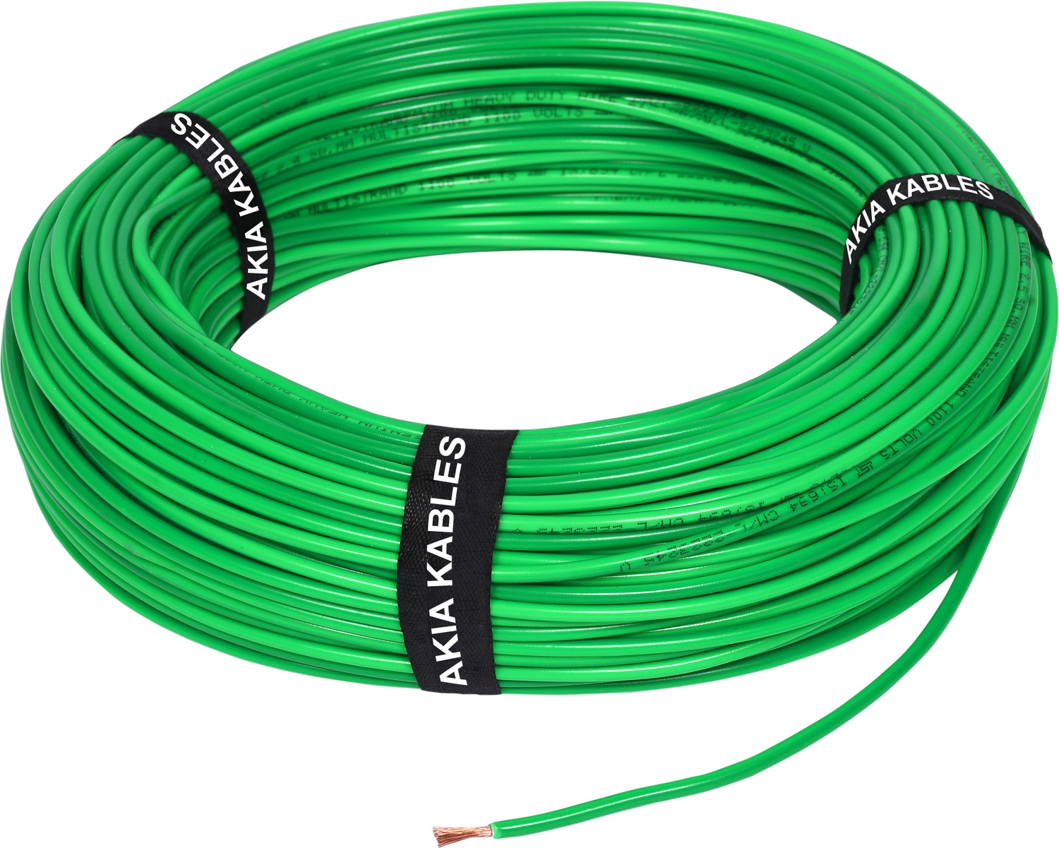 Image of AKIA KABLES PVC Insulated CCA Copper Wire, Single Core Multi-Strand Industrial Wiring Cable 4 sq /mm Green 90 m Wire