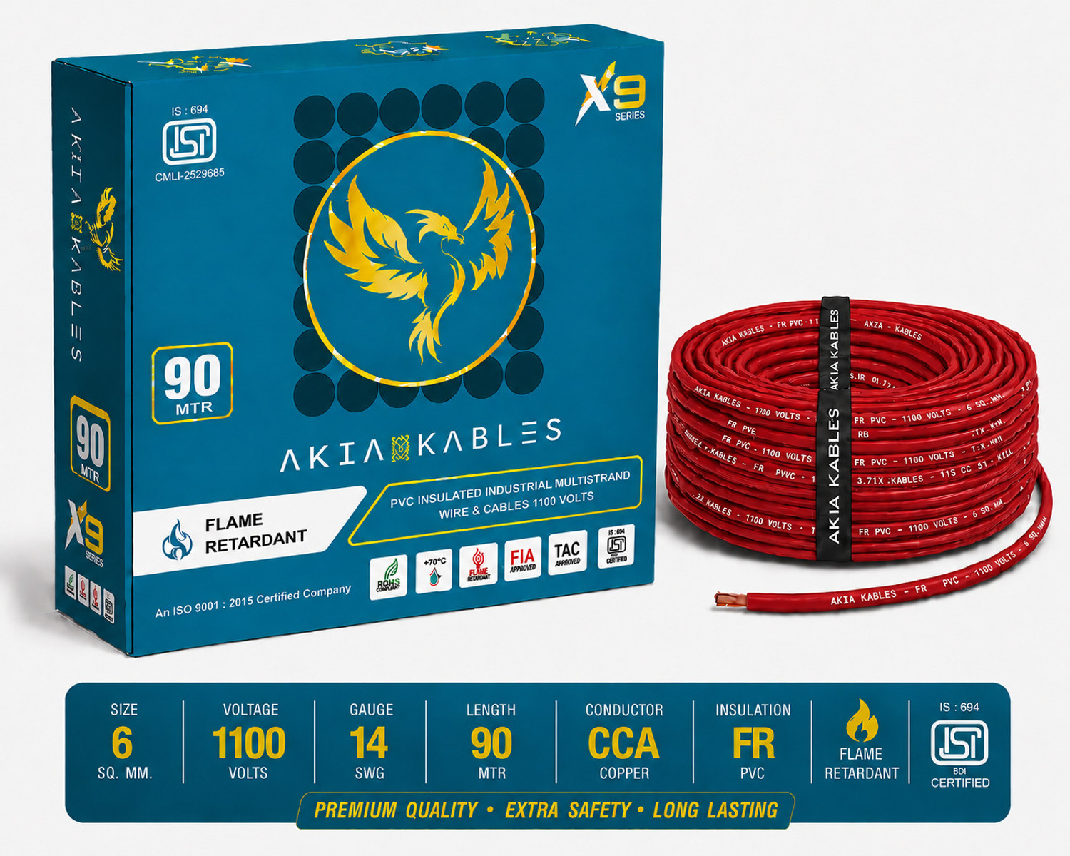 Image of AKIA KABLES FR PVC 6 sq /mm Red 90 m Wire