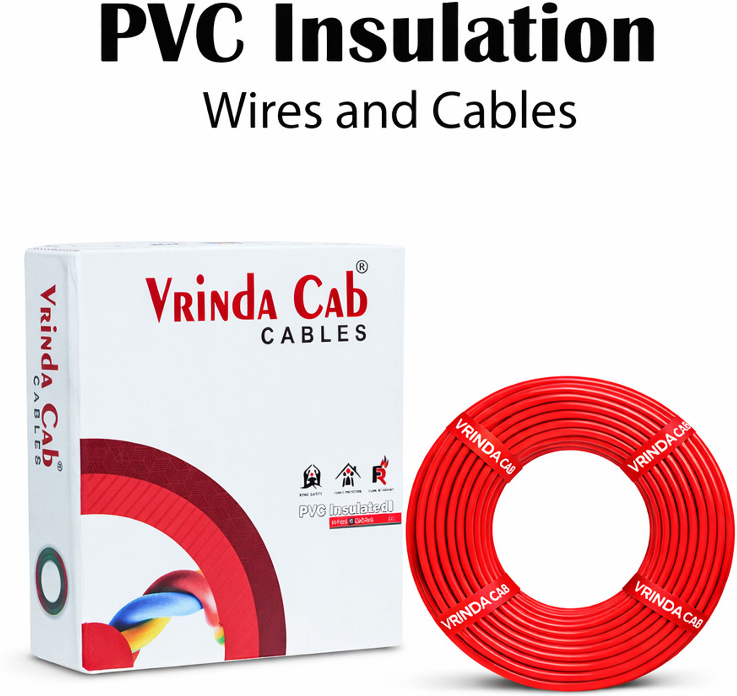 Image of VrindaCab Multi Strand CCA Cable | Flame Retardant House Wiring Wire for Domestic Use 1 sq /mm Red 90 m Wire