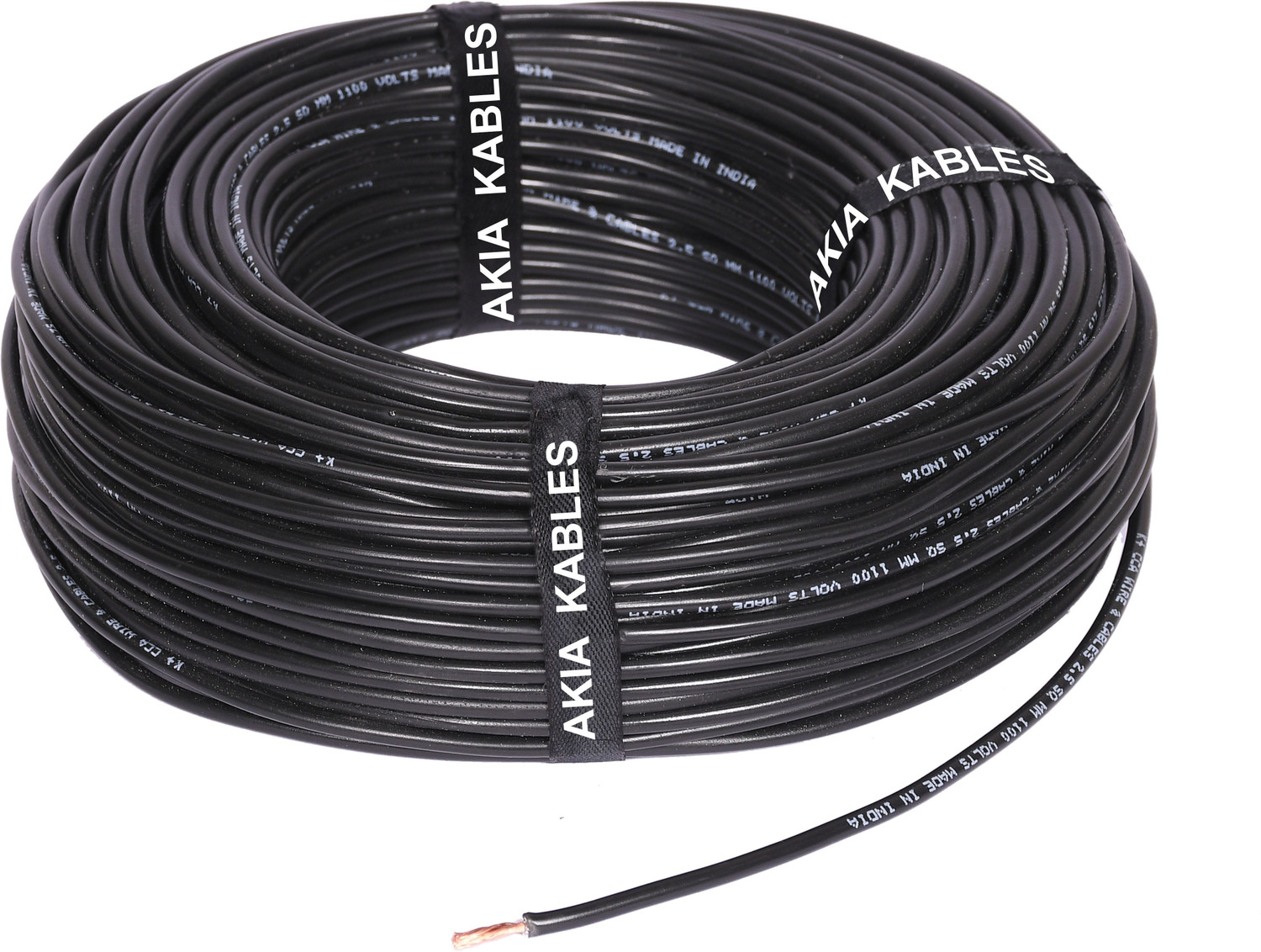 Image of AKIA KABLES 2.5 sq /mm PVC Insulated CCA Copper Wire, Single Core Industrial Wiring Cable 2.5 sq /mm Black 90 m Wire