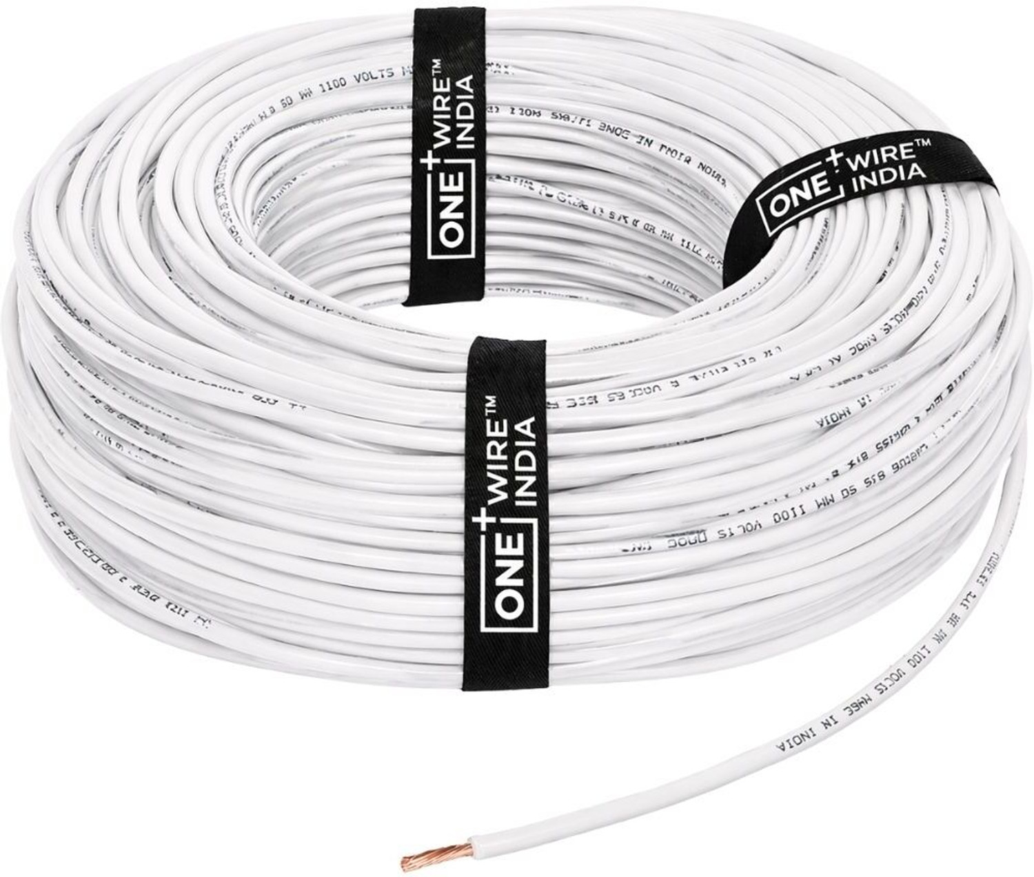 Image of ONE+WIRE INDIA 2.5 Sqmm Electrical Wire|90m|Single Core|Copper|FR PVC Insulation Domestic 2.5 sq /mm White 90 m Wire