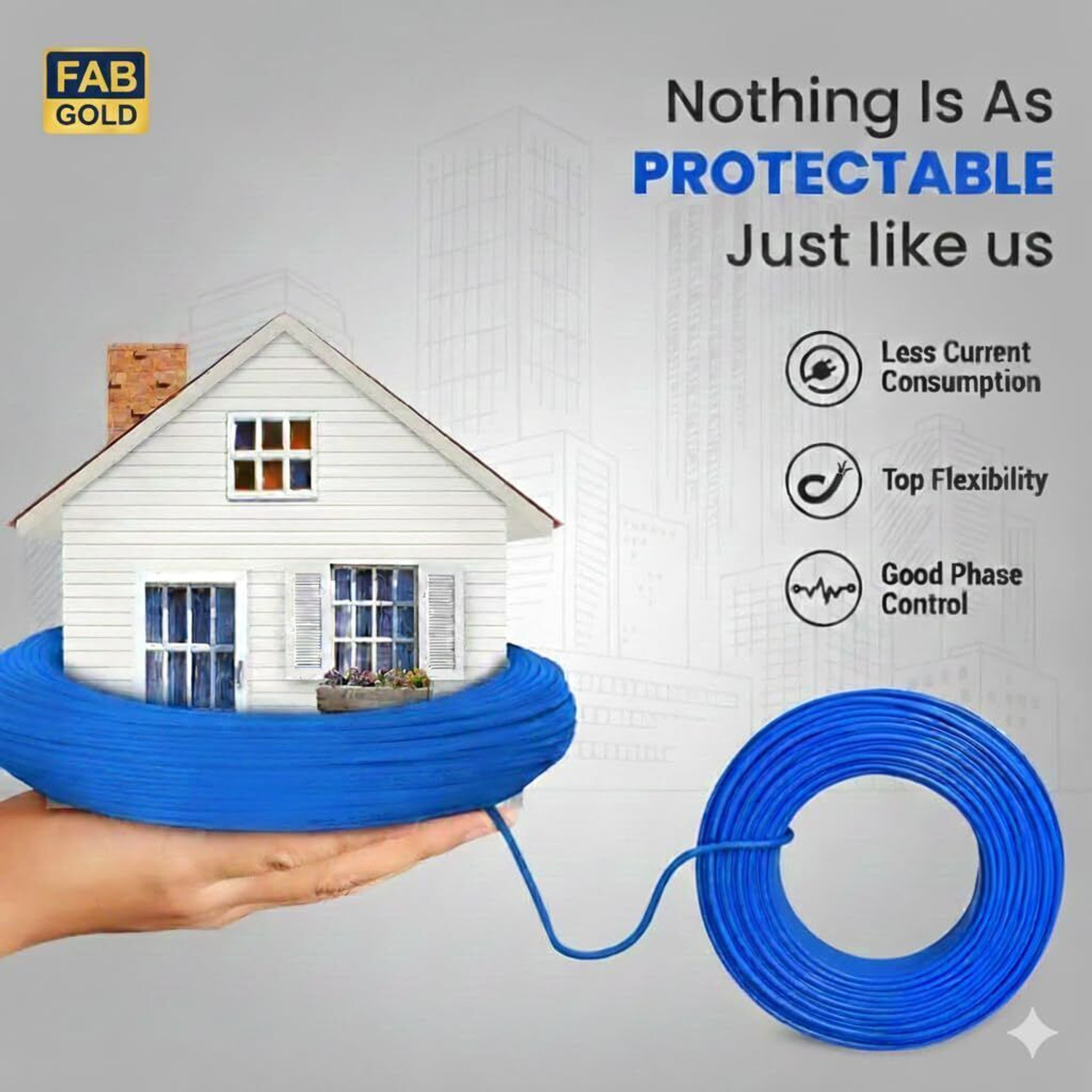 Image of Kripa FAB GOLD 1.5 sqmm Copper Multi Strand House Fitting PVC Electric Wire Cable 90M 1.5 sq /mm Blue 300 ft. Wire