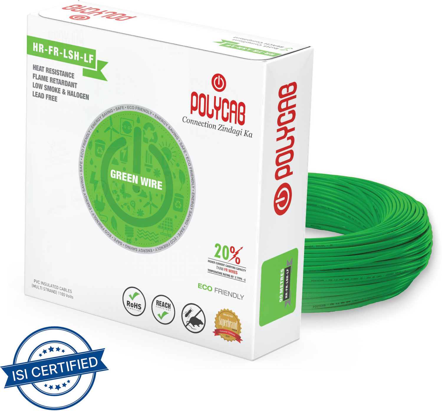Polycab Pvc Box Polycab PVC 6 sq /mm Green 90 m Wire - Price History