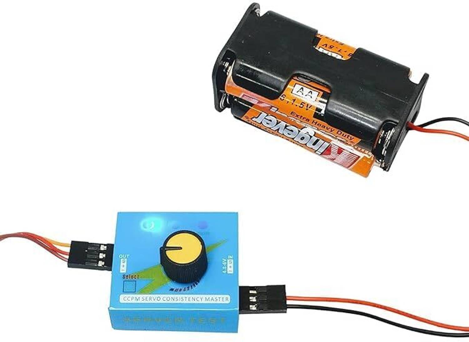 Wishiot Kit de testeur micro servo FS90R 9 g Servomoteur 360° + 3CH Testeur Servo Numérique ESC Contrôleur de Vitesse Contrôleur de Vitesse + Boîtier de Support de Batterie AA