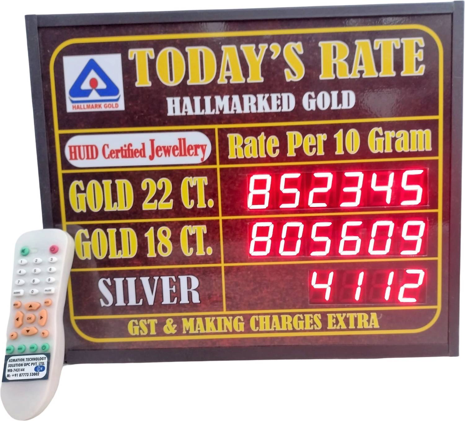 A2mation A2mation 10X12 INCH 2 Gold 1 SILVER Rate Display Board LED Display