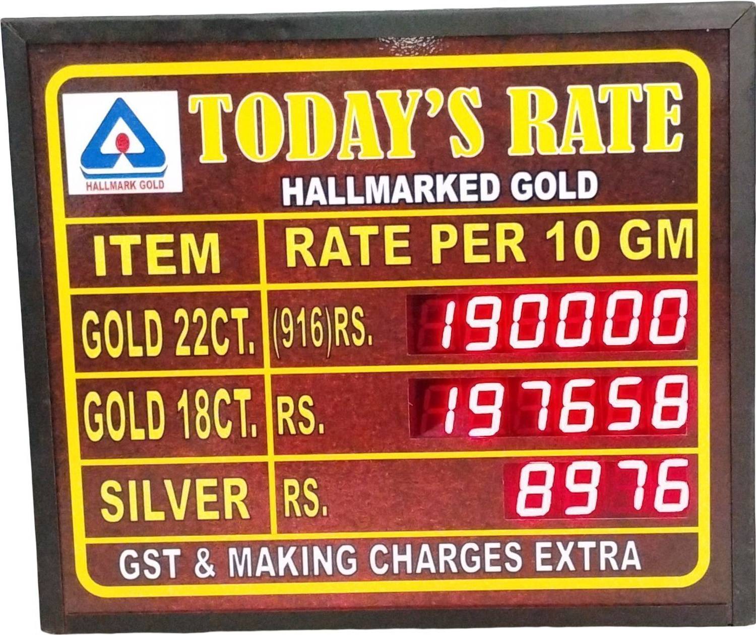 A2mation A2MATION 12 x 14 GOLD RATE DISPLAY 2 GOLD RATA DISPLAY 1 SILVER DISPLAY LED Display