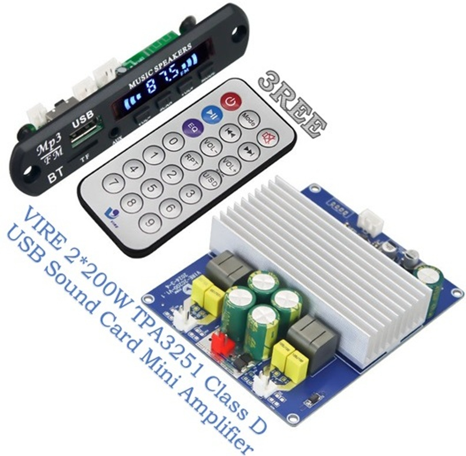 Image of 3REE PREMIUM 2*200W TPA3251 Class D USB Sound Card Mini Amplifier for Bluetooth Audio Electronic Components Electronic Hobby Kit