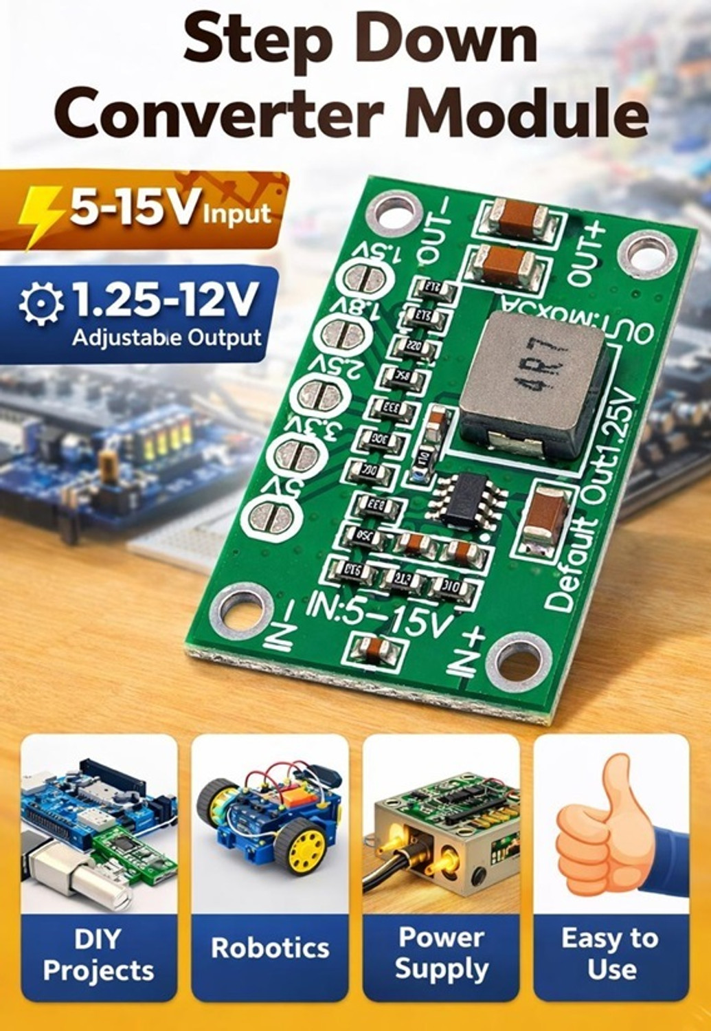 Image of SG Flash PACK OF 3 CA-1235 Adjustable Stepdown Power Module Electronic Components Electronic Hobby Kit