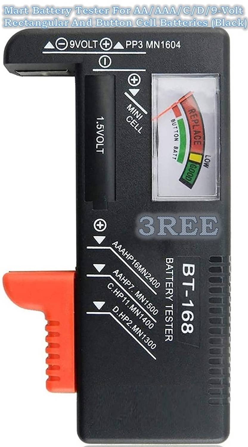3REE PREMIUM QULITY Mart Battery Tester For AA/AAA/C/D/9-Volt Rectangular Electronic Components Electronic Hobby Kit
