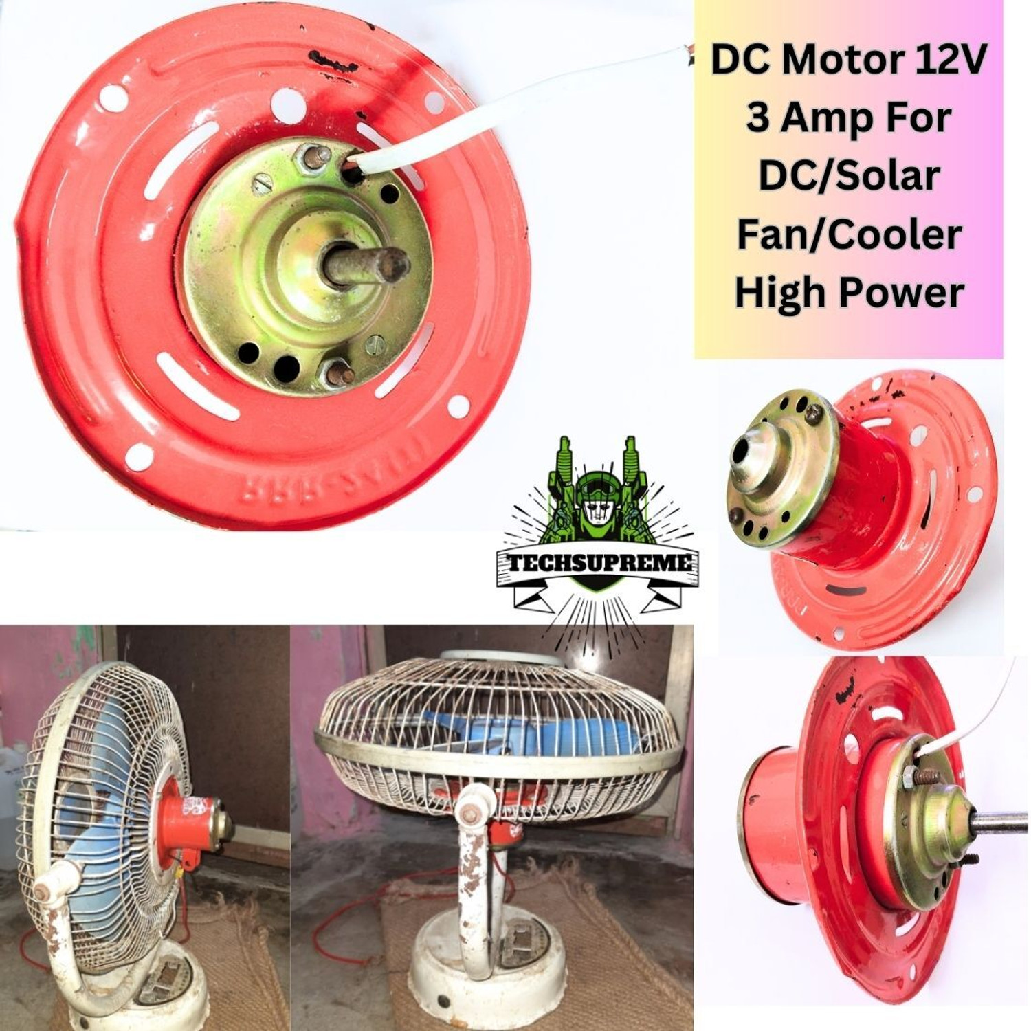 Image of TechSupreme 12 Volt DC Motor For Solar Fan Cooler High Power 3amp Big Motor For Projects A8 Electronic Components Electronic Hobby Kit