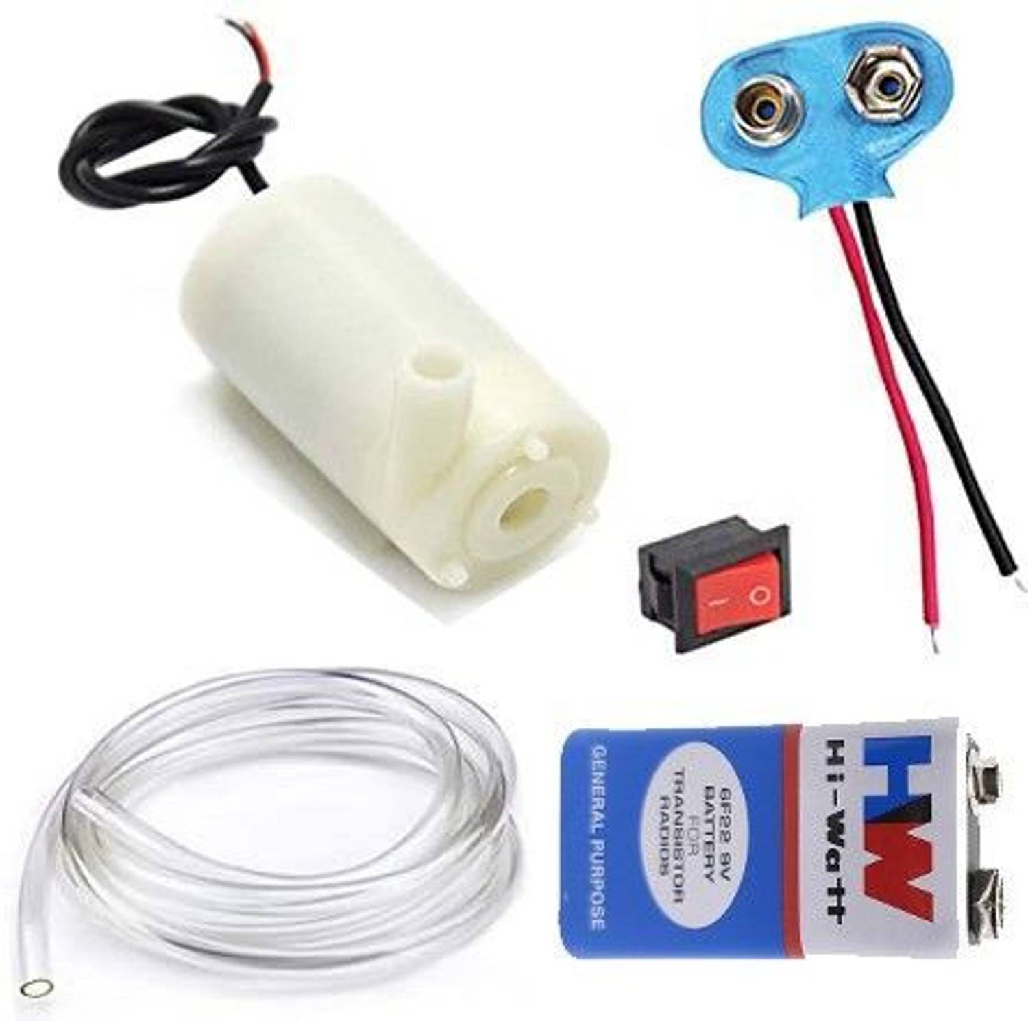 TZZOT Science Project Kit Dc Mini Water Pump With Pipe / 9v Battery for  Students /Kids Educational Electronic Hobby Kit