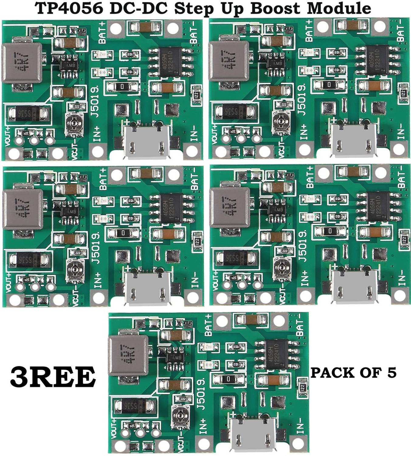 3REE QULITY TP4056 DC-DC Step Up Boost Module Electronic Components Electronic Hobby Kit