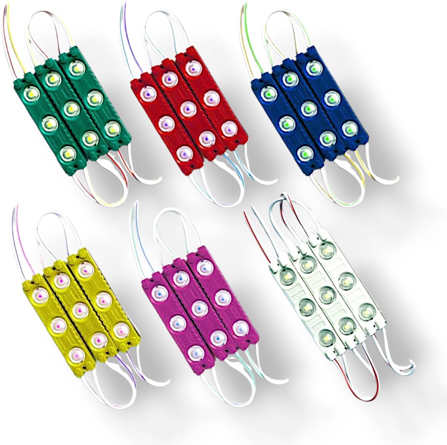 AVISRI (COMPO OF 18)Each3 Red,Green ,Blue,Yellow,White,Pink DC 12V 3LED Optical Module Light Electronic Hobby Kit