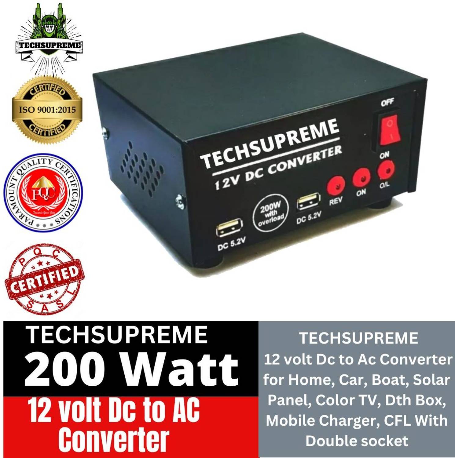 TechSupreme 12V DC to AC Converter 200W Kit