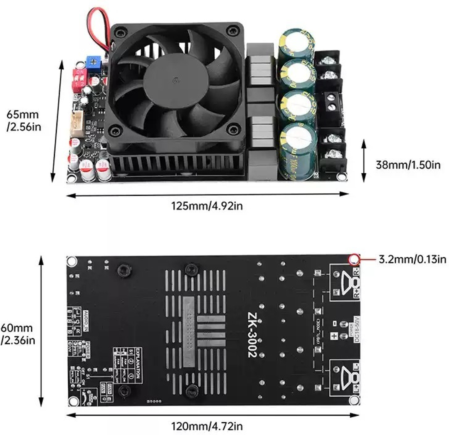 Image of IOTaudios TPA3255 2.0 Digital Power Amplifier Board 300W + 300W Original TPA3255 zk-3002 Miscellaneous Electronic Hobby Kit