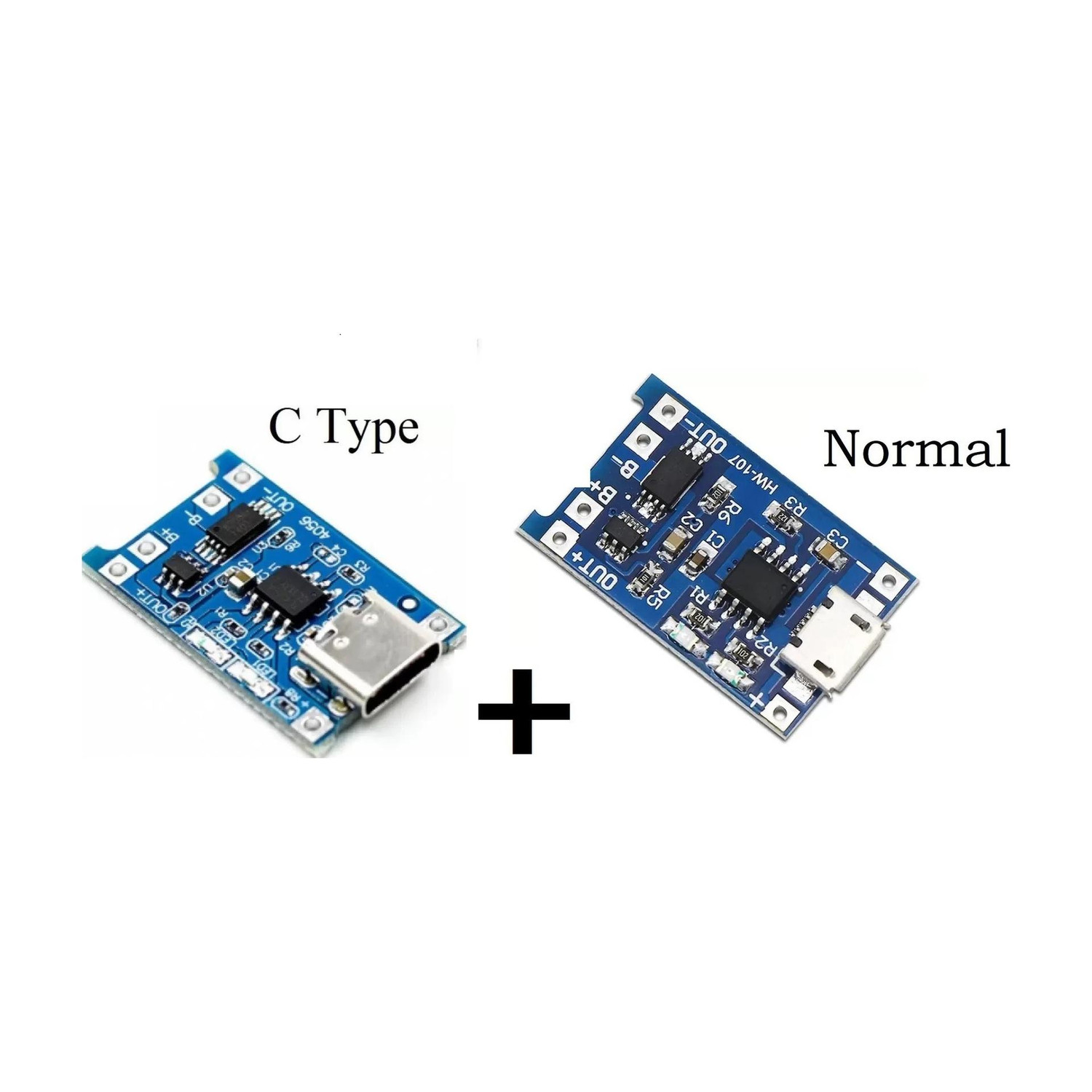 Image of TAKSAHVI 2PS TP4056 1A Li-ion lithium Battery Charging Module Current Protection Type C+N Micro Controller Board Electronic Hobby Kit