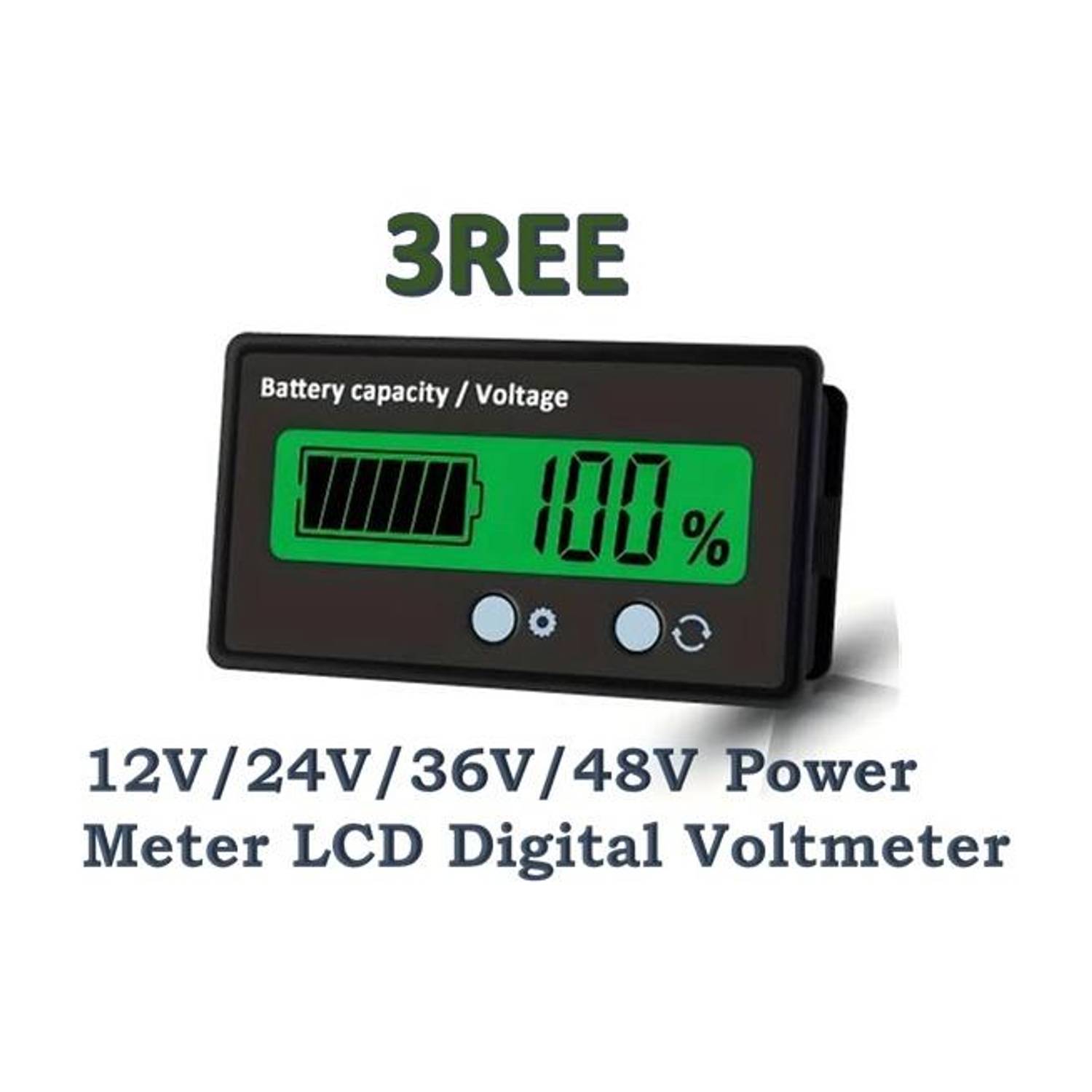 3REE PREMIUM QUALITY 12V/24V/36V/48V Power Meter LCD Digital Voltmeter Probe and Tester Electronic Hobby Kit