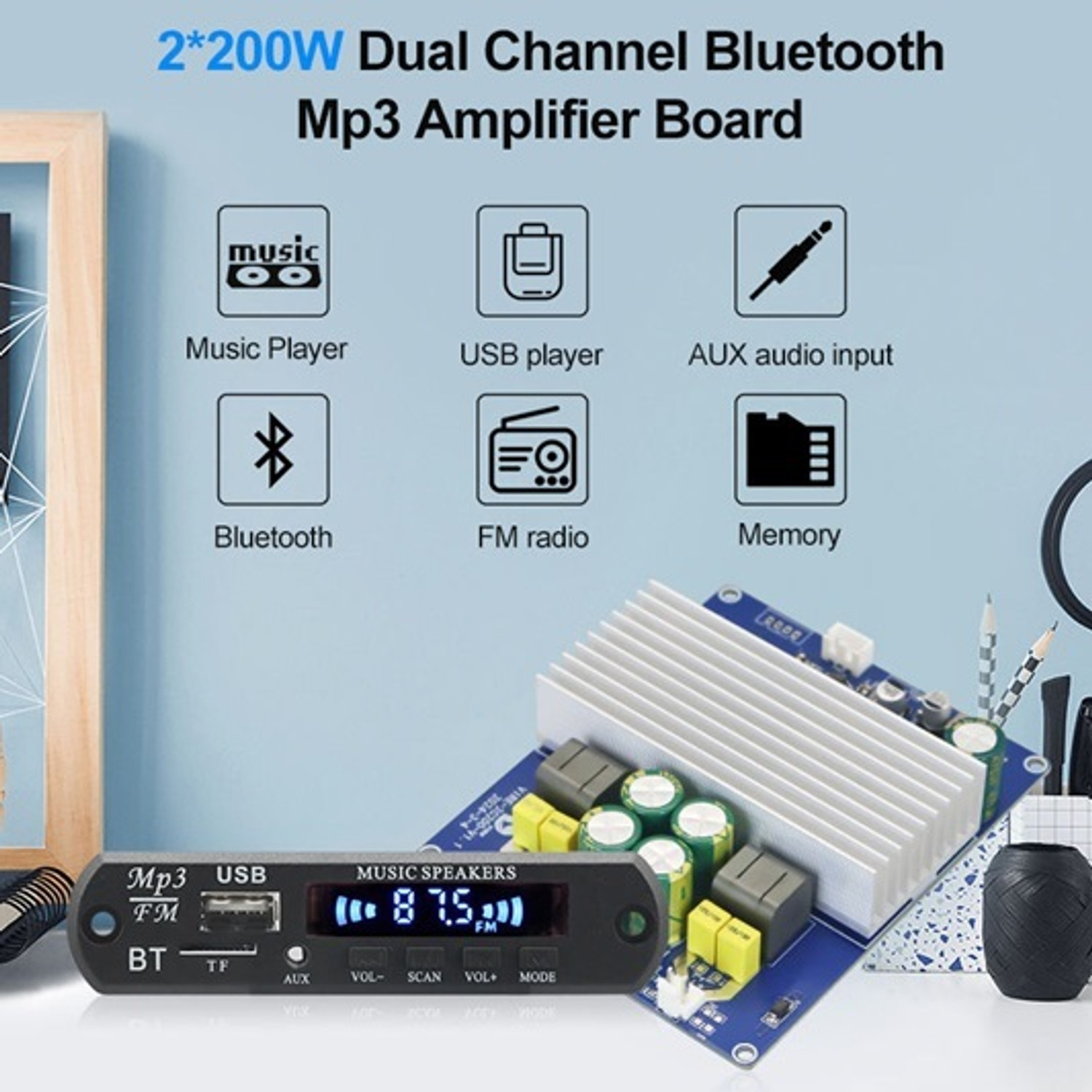 Image of 3REE PREMIUM 2*200W TPA3251 Class D USB Sound Card Mini Amplifier for Bluetooth Audio Electronic Components Electronic Hobby Kit