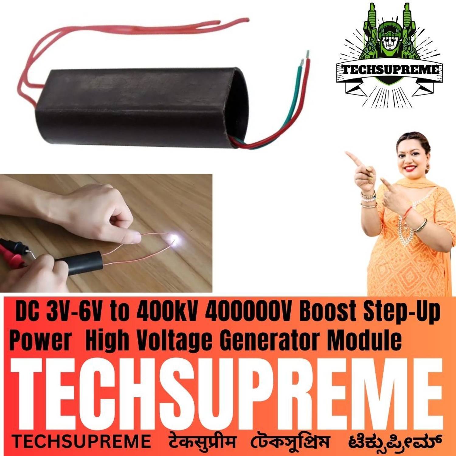 TechSupreme DC 3.7-7.4V to 400KV Boost Step Up Power Module - Image 5