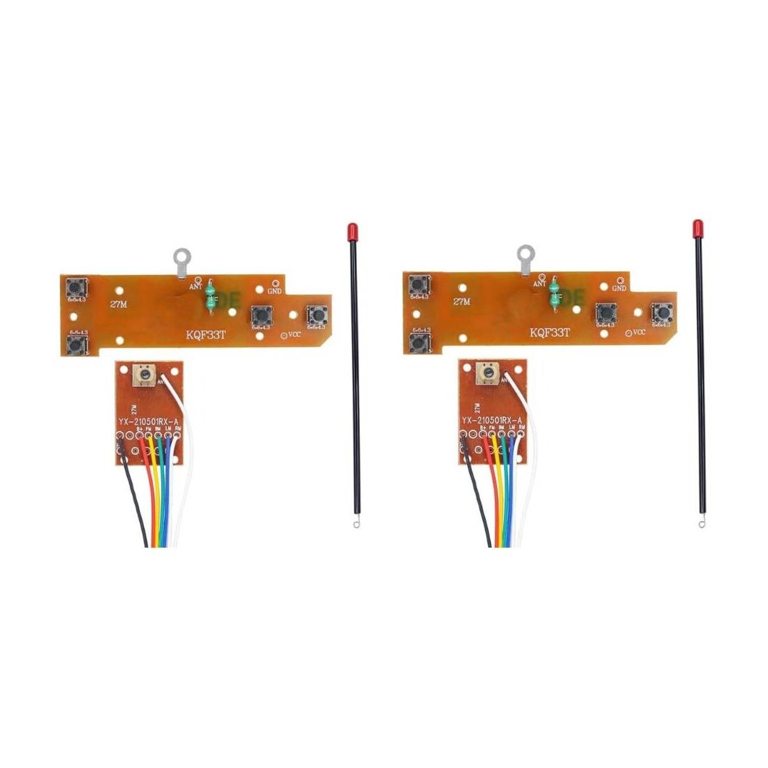 A2ZSMART CH RC Remote 27MHz Transmitter & Receiver PCB for Toy Car DIY (pack of 2) Motor Control Electronic Hobby Kit